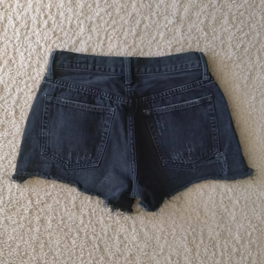 We The Free Black Mid Rise Distressed Denim Shorts Size 26